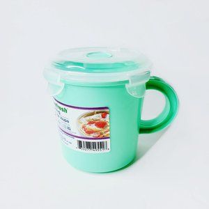 Home Basics 23.5 oz. Plastic Microwaveable Soup Mug Container Mint Green NEW